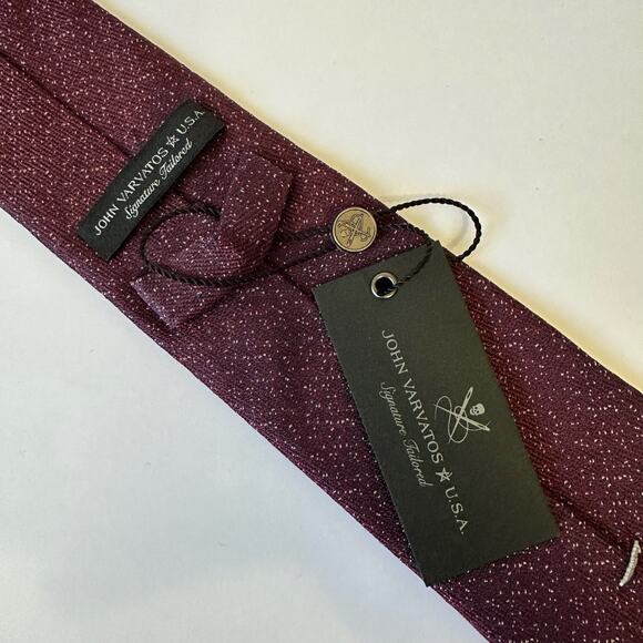 JOHN VARVATOS USA Neck Tie Mens Burgundy Silk Flecked Signature Tailored NWT - Picture 7 of 10